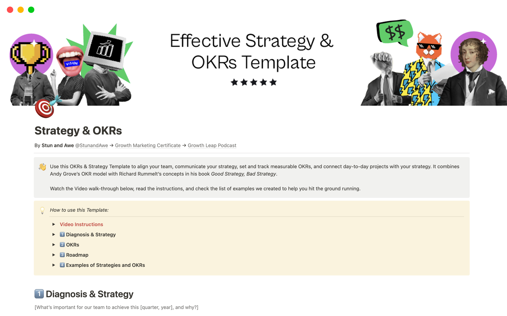 Aperçu du modèle de Effective Strategy & OKRs