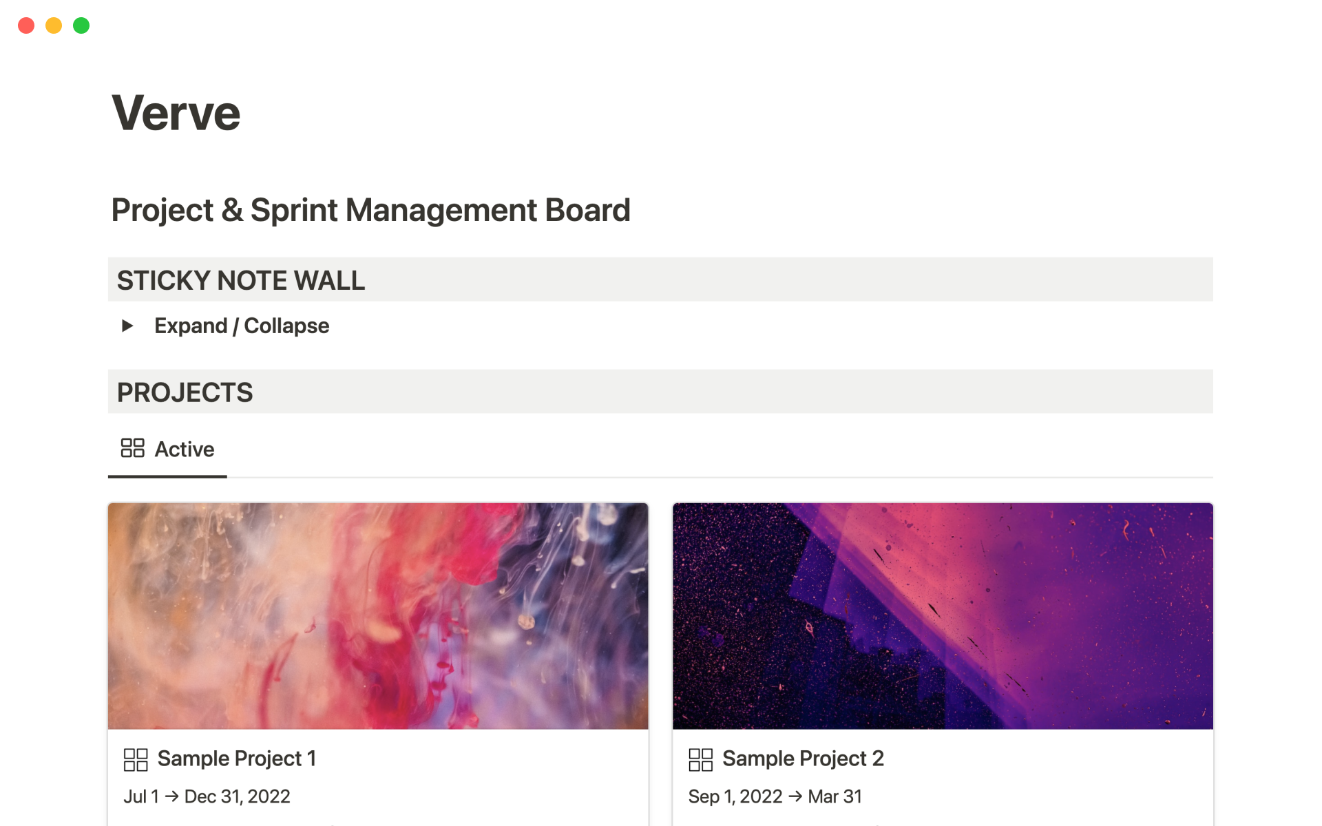 Verve - Agile Project & Sprint Management Board님의 템플릿 미리보기
