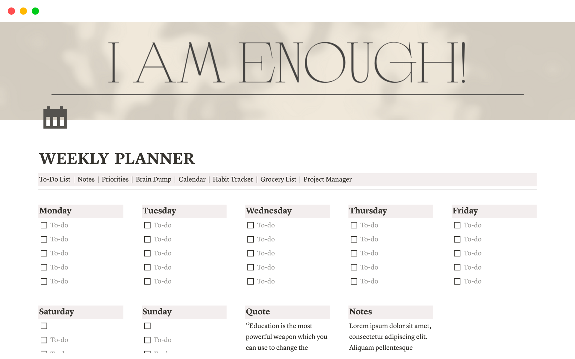 Minimalist and Aesthetic Weekly Planner Organization