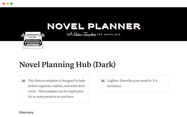 Novel Planner in Notion