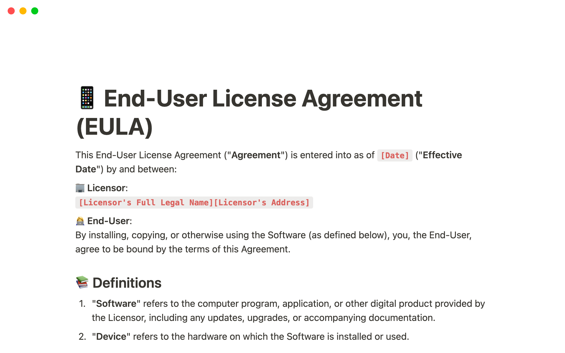 End-User License Agreement (EULA)님의 템플릿 미리보기