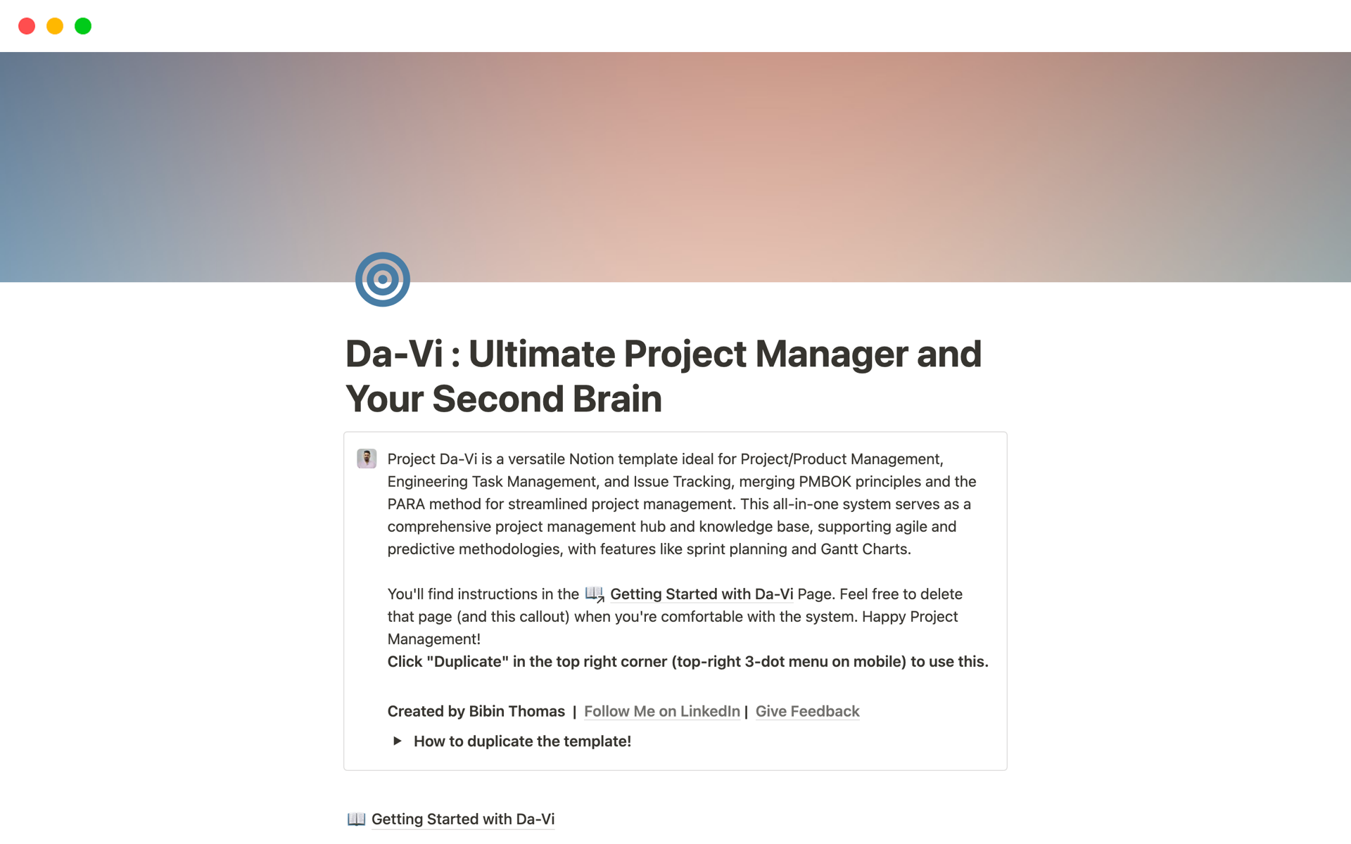 Da-Vi:Ultimate Project Manager & Your Second Brain님의 템플릿 미리보기